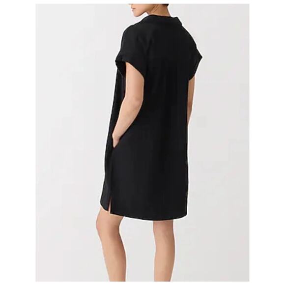 J. Crew Short-Sleeve Gauze Popover Shirt Dress Black V-Neck Sz XL - Picture 2 of 8